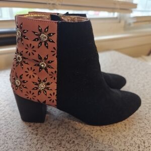 Miss Albright Kaida Ankle Booties 7.5 M Anthropologie Mauve Black